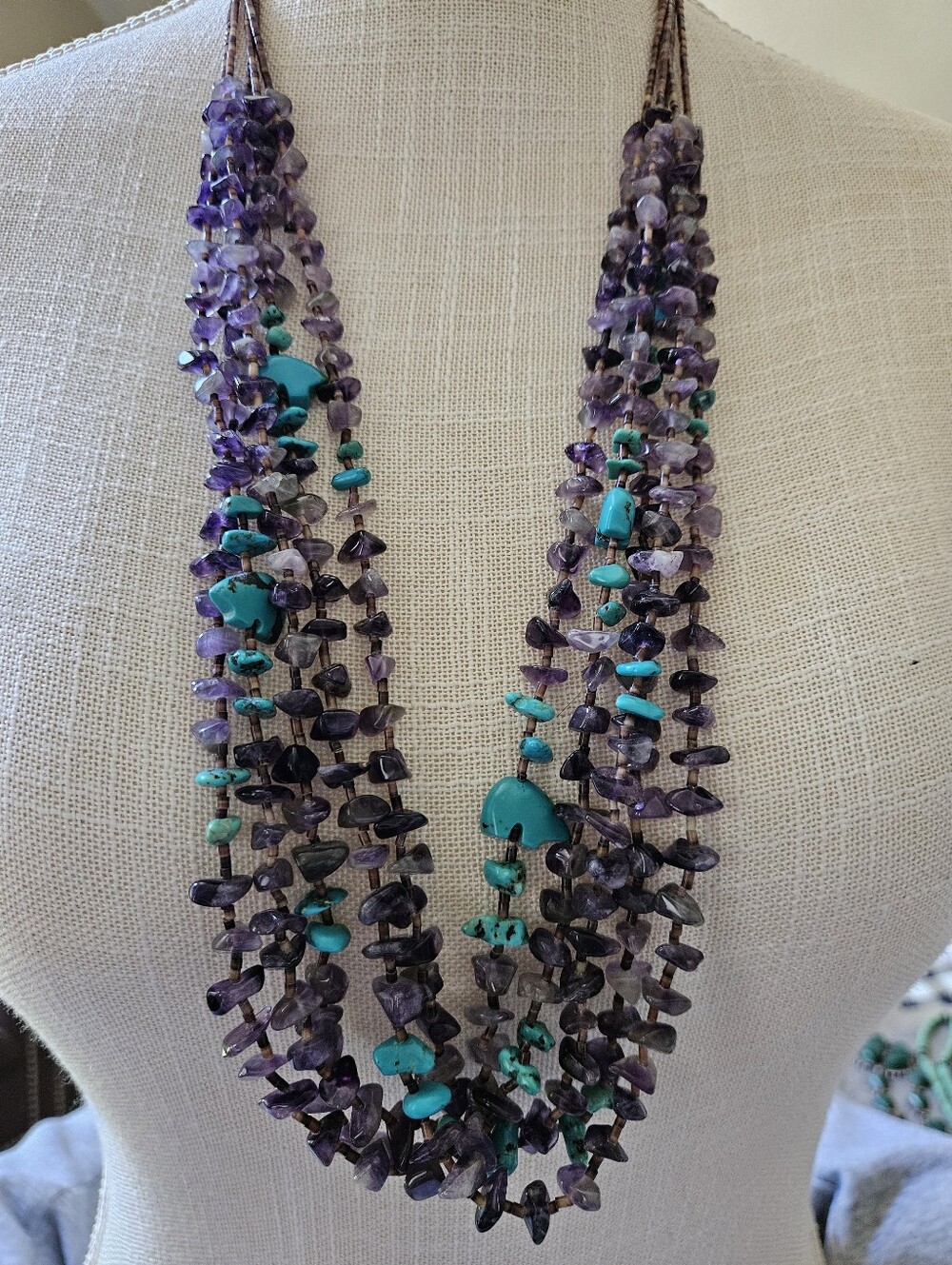 Navajo Heishi/Turquoise/ Amethyst Bead Necklace